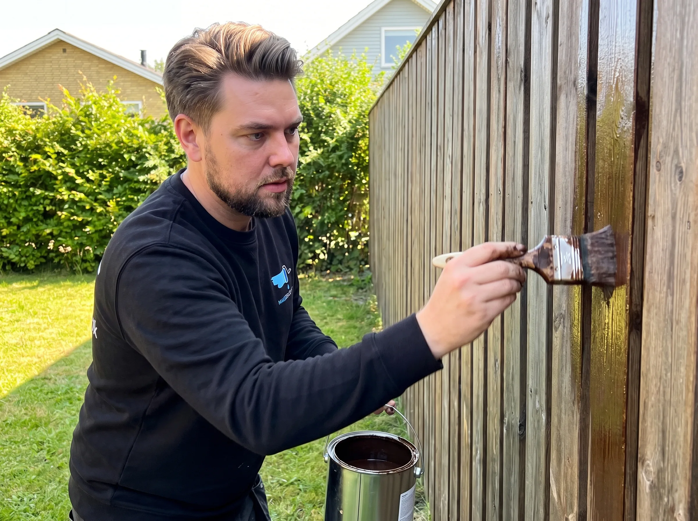 Maler fra Malerxperten.dk udfører maling af hegn & stakit
