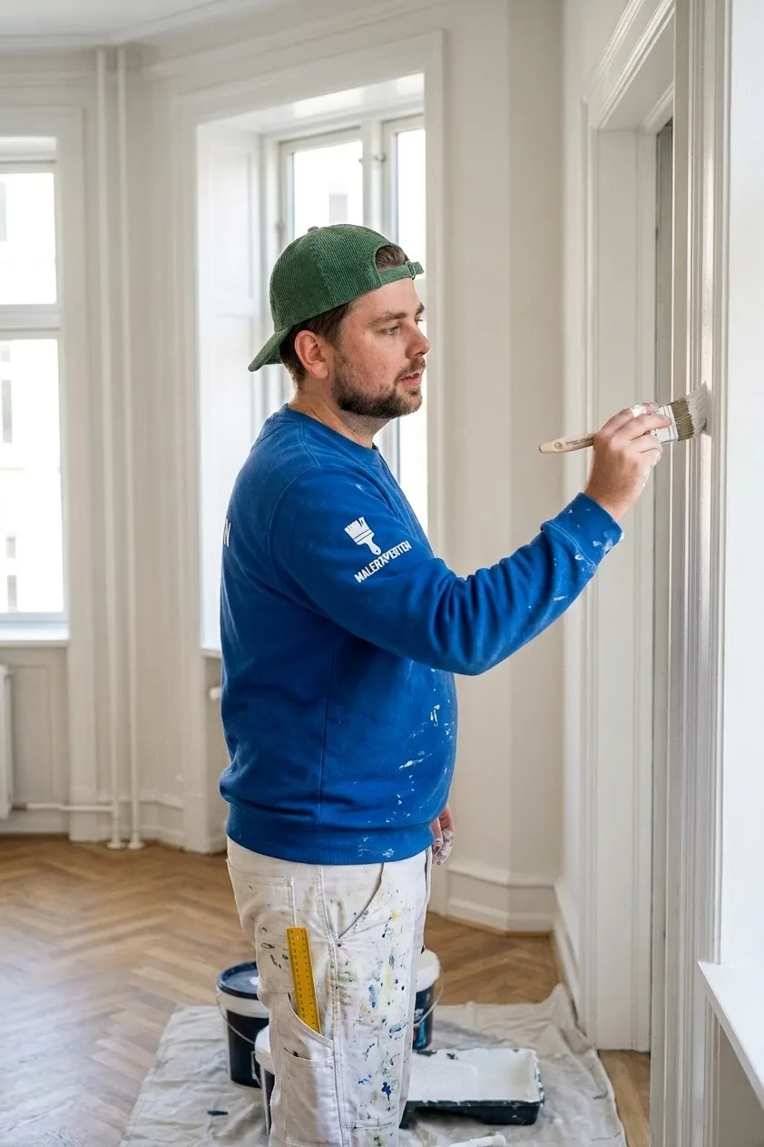 Maler fra Malerxperten.dk udfører maling af lejlighed
